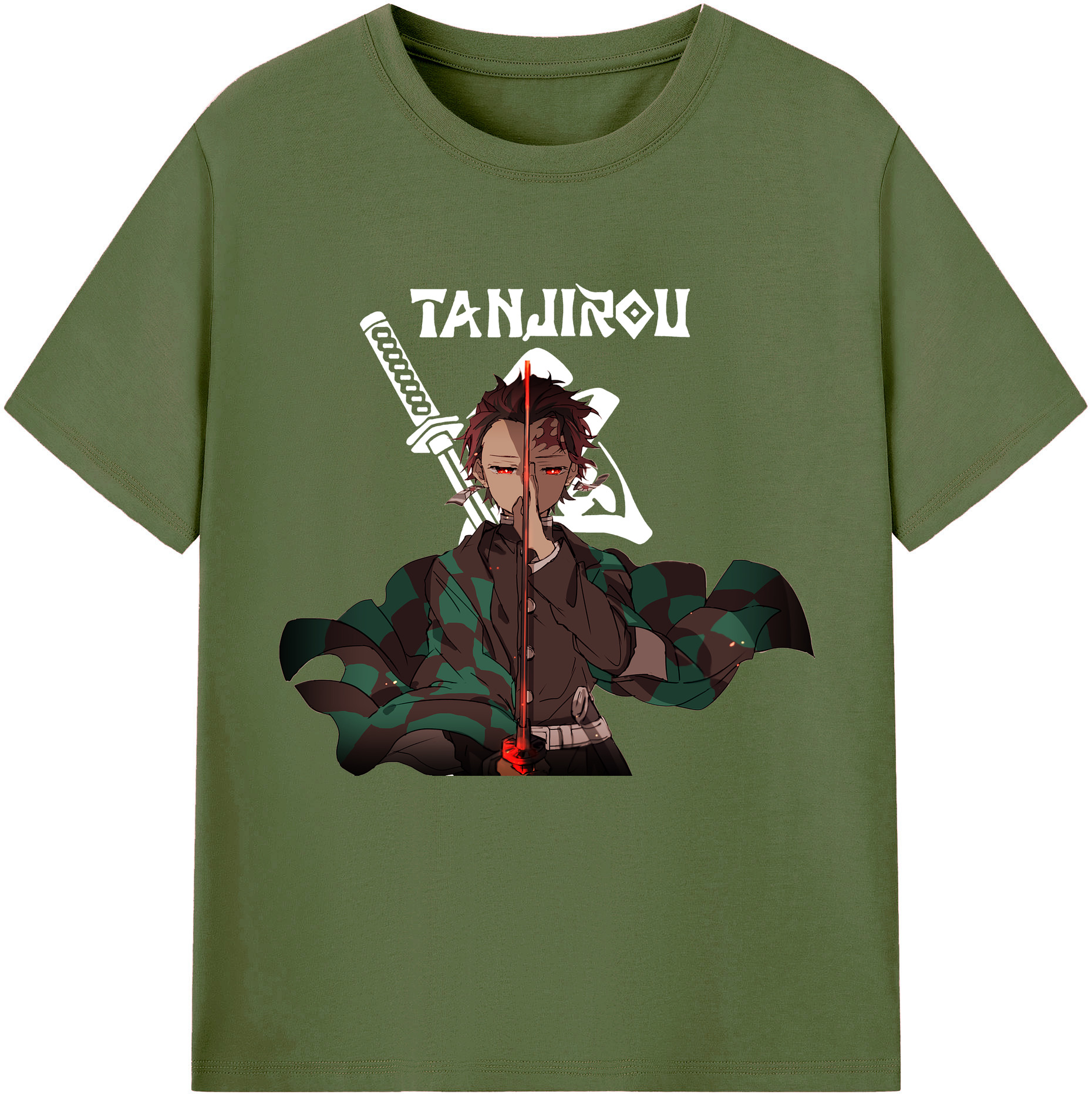 （画像用） 鬼滅の刃 竈門 炭治郎／かまど たんじろう Kamado Tanjirou 綿100％半袖Tシャツ（フロントプリント）